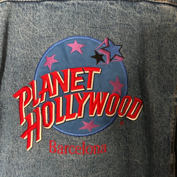 Vintage 90S Planet Hollywood Barcelona Denim Jean Jacket Mens Size Large - Picture 3 of 9